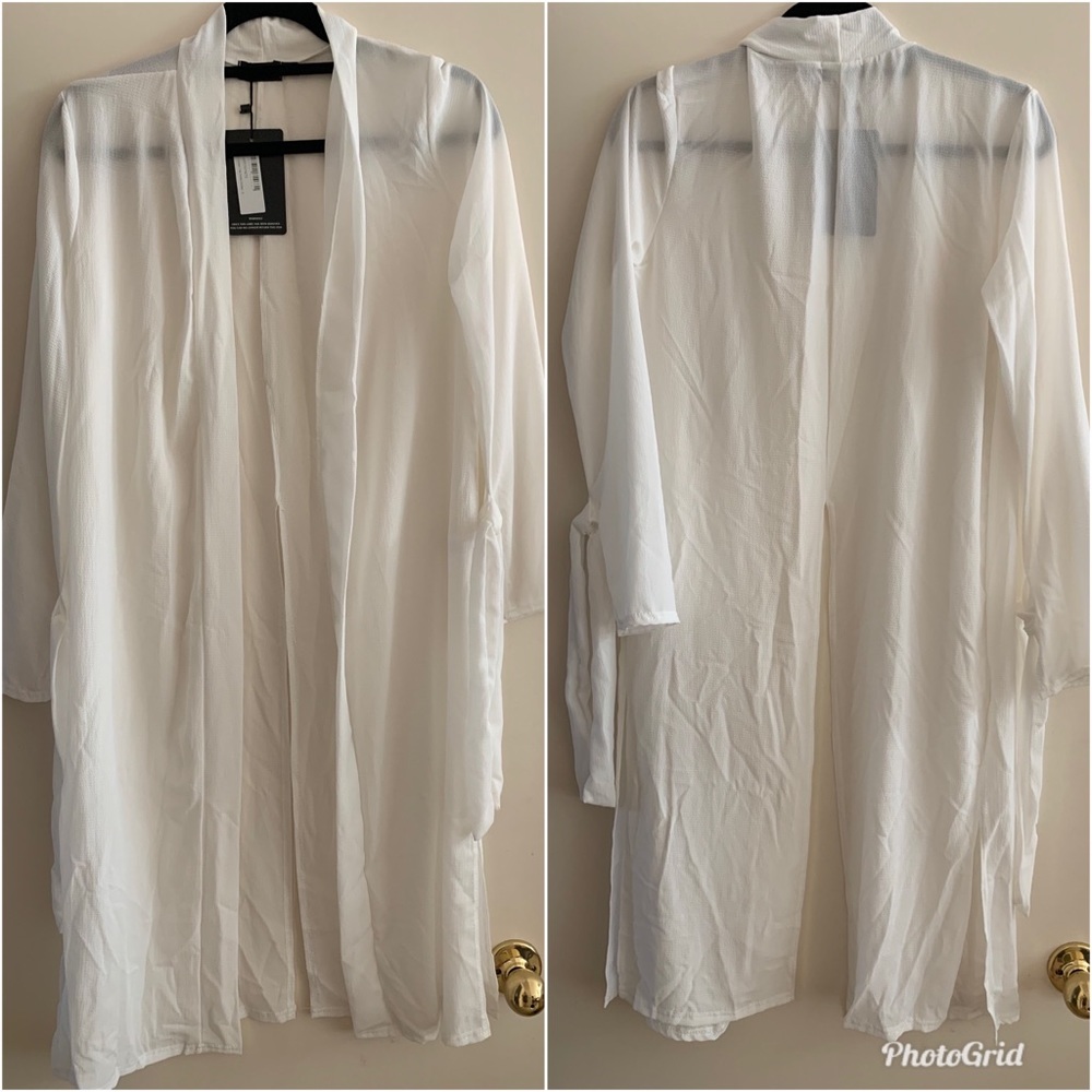 Size 4 Prettylittlethings Cream Tie Duster